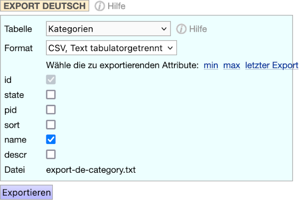 Dateien exportieren